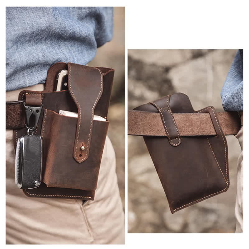 Minimalist Phone Crazy Horse Leather Belt Bag - image 14