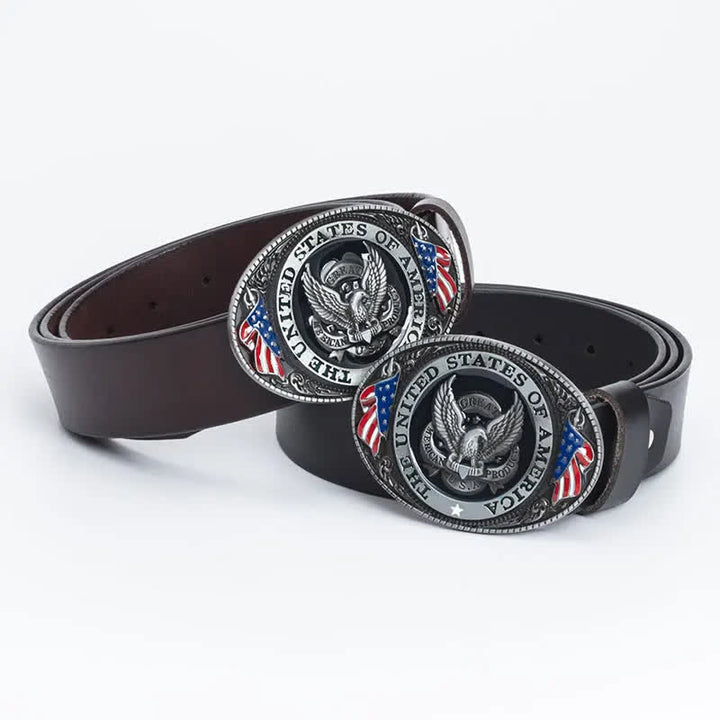Men's Luxury Eagle American Flag Leather Belt - image 0