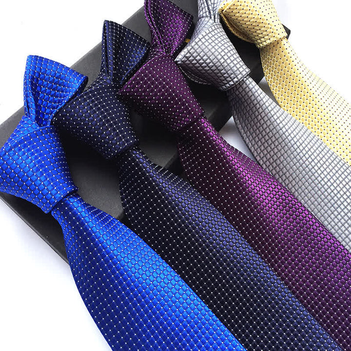 Men's Solid Color Subtle Checked Office Necktie - image 0