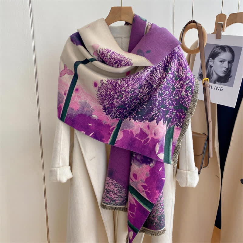 Women's Magnificent Scene Oil Painting Thickened Scarf - image 27