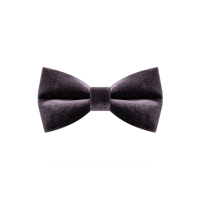 Men's Dark Purple Solid Color Velvet Bow Tie - image 6