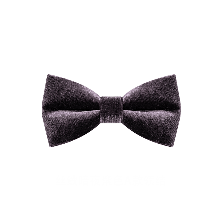 Men's Dark Purple Solid Color Velvet Bow Tie - image 6