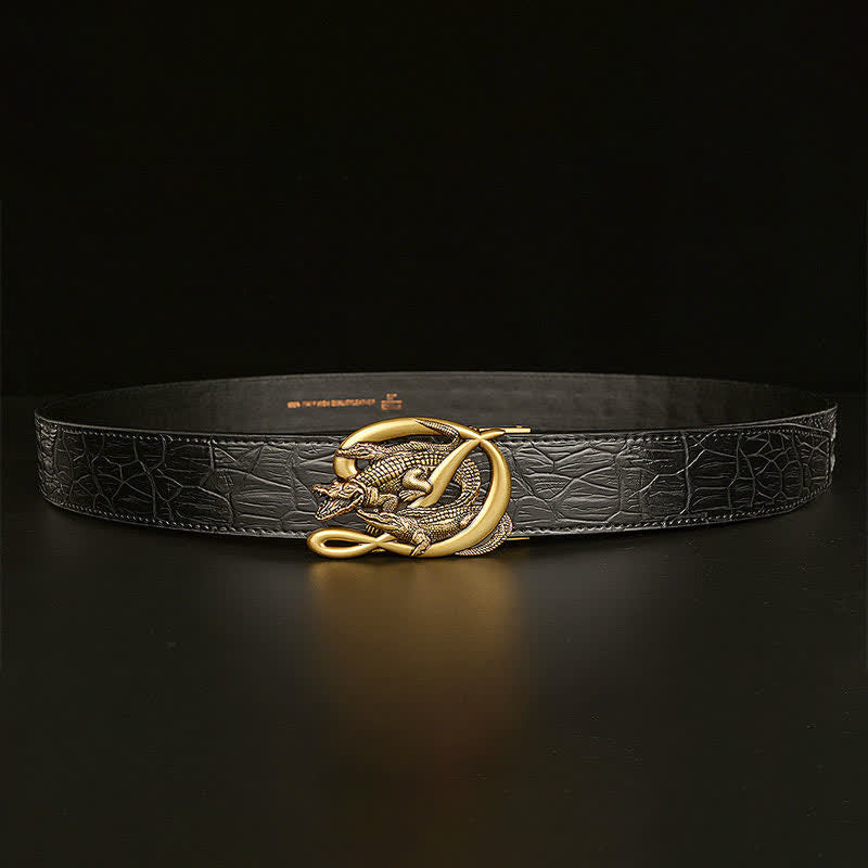 Men's Crocodile Buckle Alligator Pattern Leather Belt - image 14