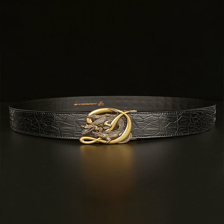 Men's Crocodile Buckle Alligator Pattern Leather Belt - image 14