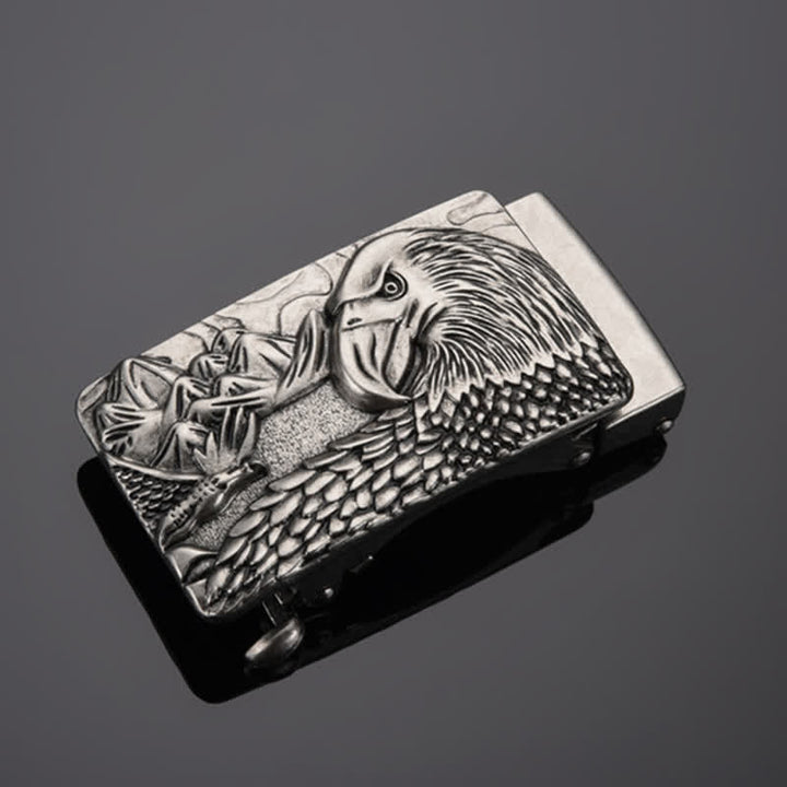 Men's DIY Strong Eagle Automatic Buckle Leather Belt - Antique Silver - Without Belt - image 0