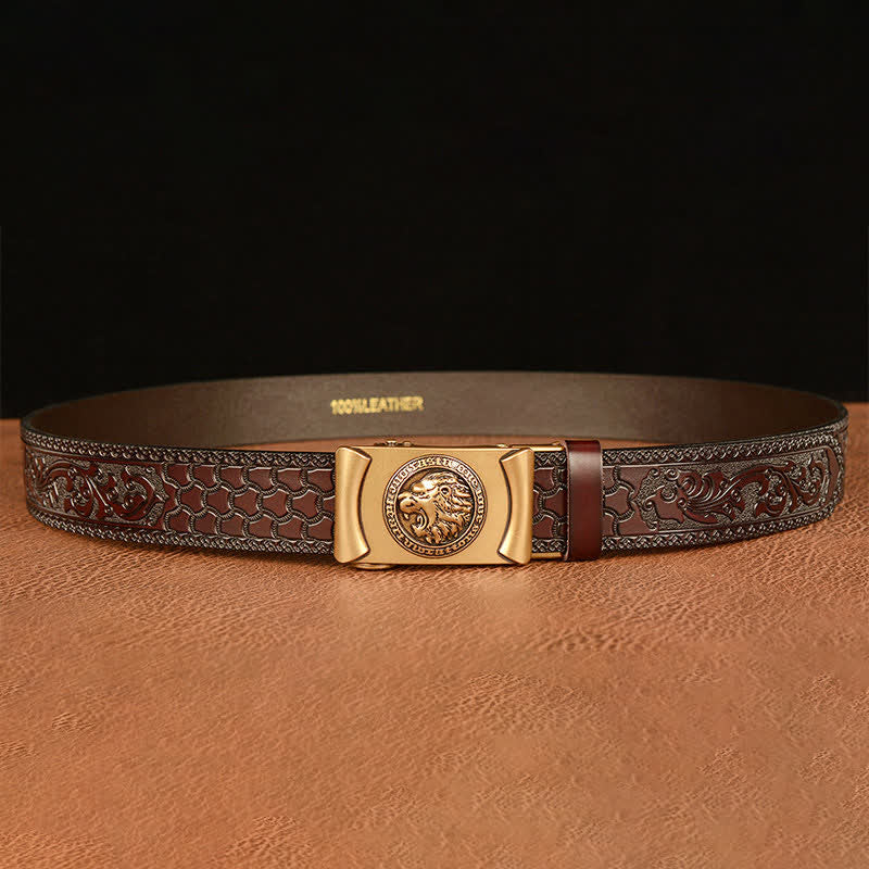 Men's Punk Lion Head Leather Belt - image 3