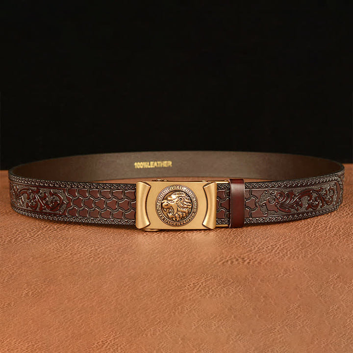 Men's Punk Lion Head Leather Belt - image 3