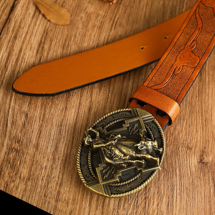 Men's Domineering Riding Bull Leather Belt - image 1