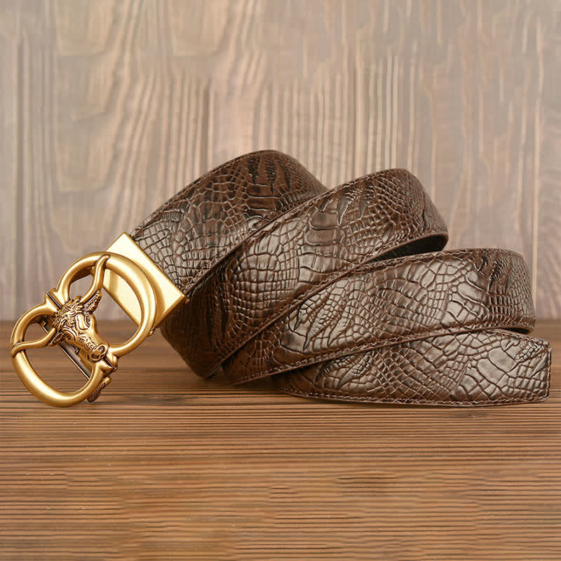 Men's Giant Ox Crocodile Pattern Leather Belt - image 21
