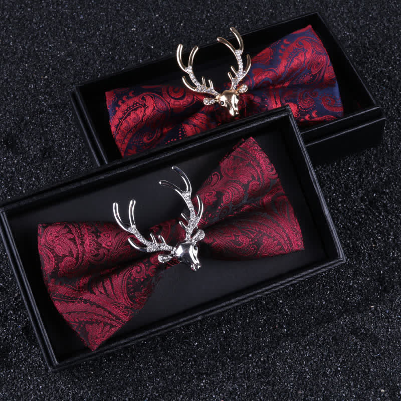 Men's Paisley Christmas Elk Head Decor Bow Tie - image 1