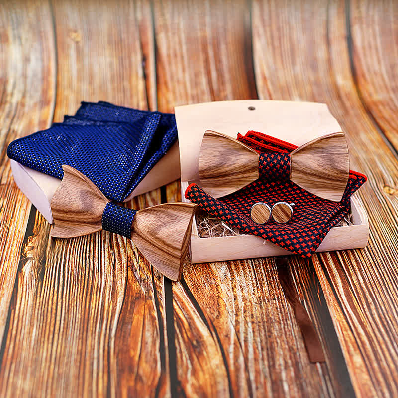 3Pcs Men's Classic Simple Wooden Bow Tie Set - image 2