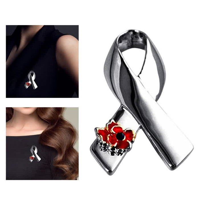 Unisex Disease Awareness Ribbon Poppy Brooch - image 4