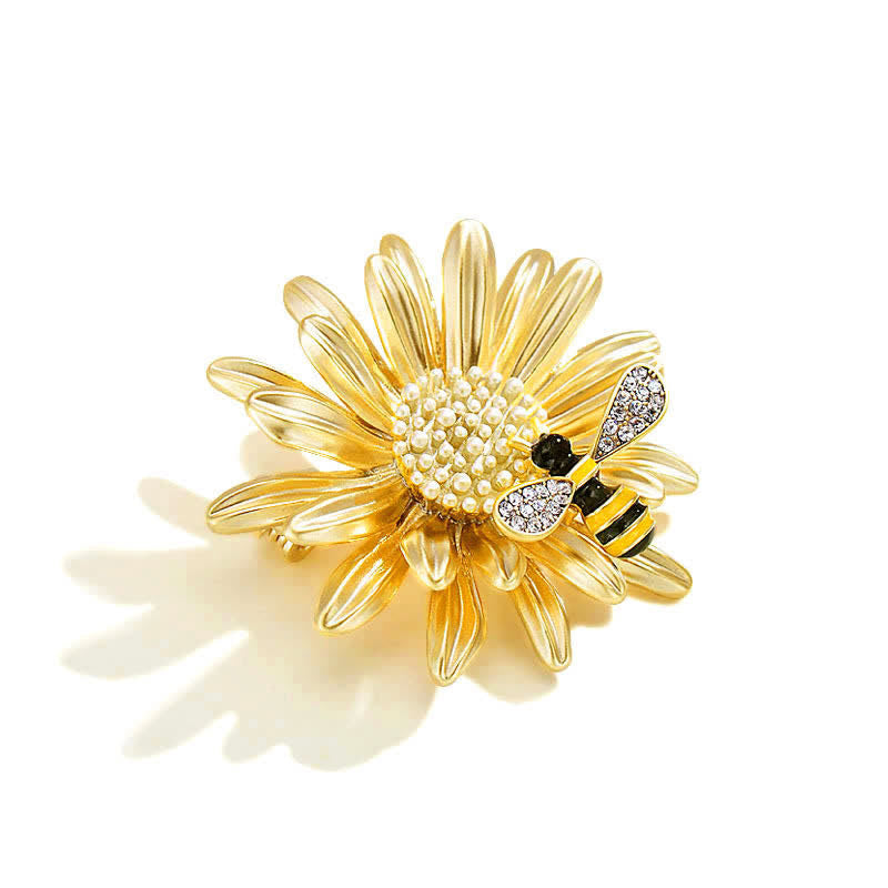 Women's Sweet Sunflower Bee Brooch - Yellow - image 0