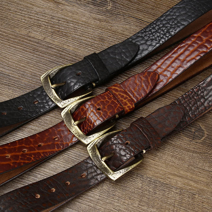 Men's Retro Yak Skin Pattern Leather Belt - image 1