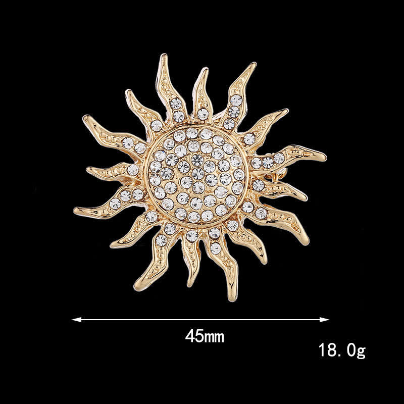 Men's Glowing Sunburst Rhinestone Brooch - image 4