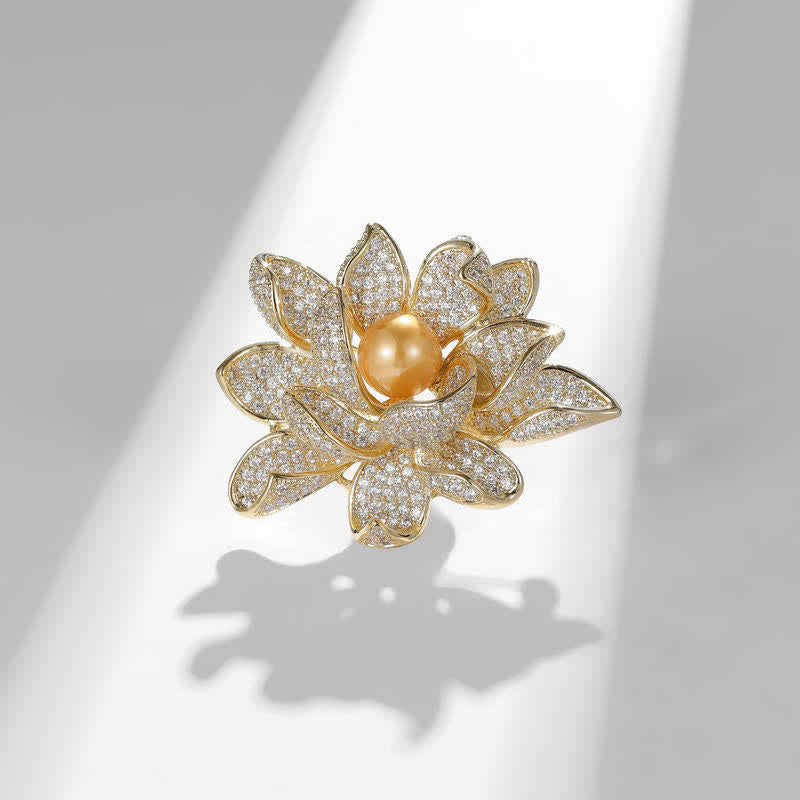 Women's Three-Dimensional Pearl Lotus Brooch - image 8