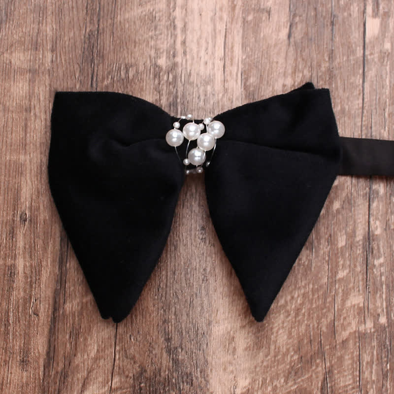 Men's Black Personality Pearls Bow Tie - Oversize #1 - image 11