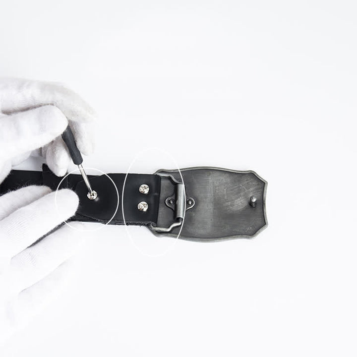 Men's Rock Punk Skeleton Hand Leather Belt - image 9