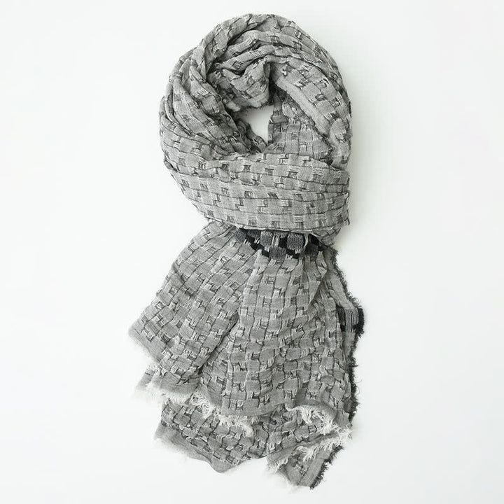 Men's Unique Crinkly Checkered Tassel Scarf - image 9