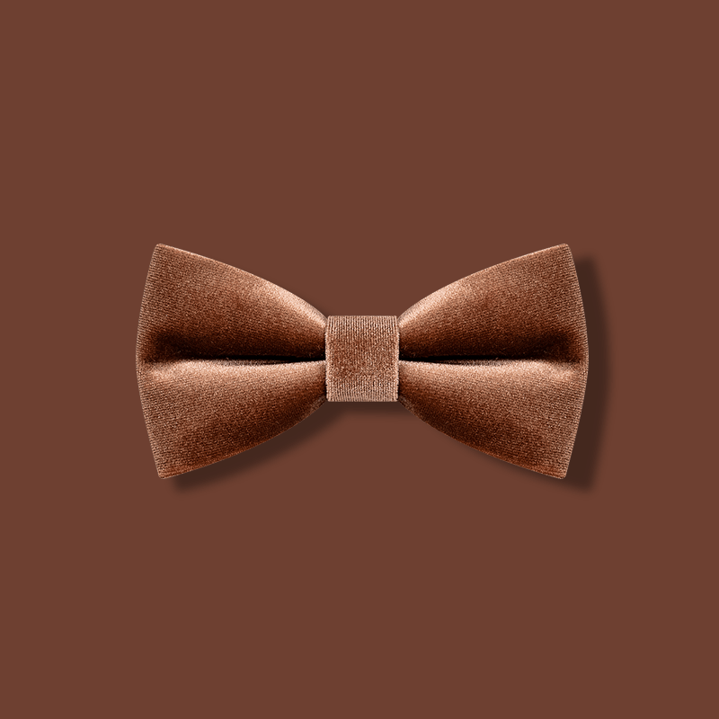 Men's Caramel Brown Solid Color Velvet Bow Tie - Caramel Brown - image 1