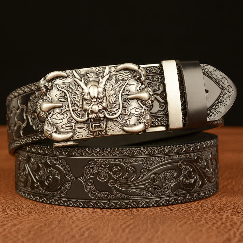 Men's Mighty Dragon Claw Leather Belt - Silver & Black - 46 - image 18