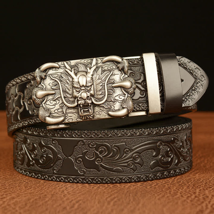 Men's Mighty Dragon Claw Leather Belt - Silver & Black - 46 - image 18