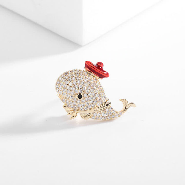 Women's Marine Rhinestone Whale Brooch - image 2
