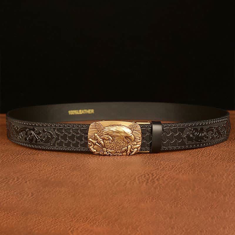 Men's Eagle Buckle Genuine Leather Embossing Belt - image 3
