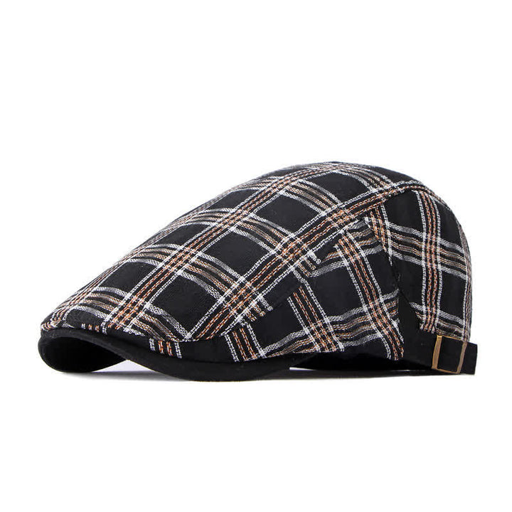 Travel Casual Checkered Beret Flat Cap - Black - Adjustable (about 21 5/8"-23 5/8") - image 9
