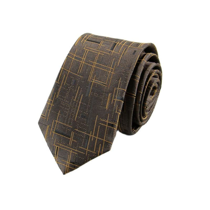 Men's Cool Modern Dazzeling Line Slim Necktie - Brown - image 9