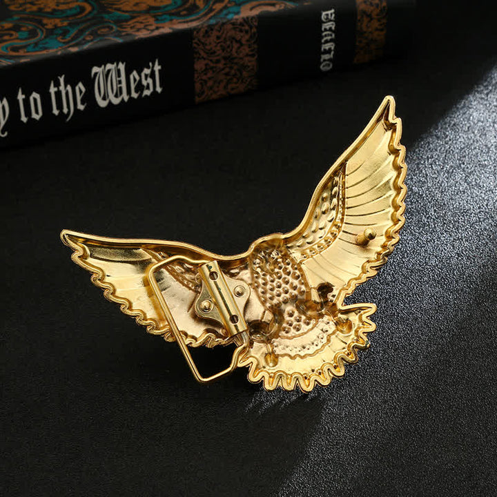 Men's DIY Golden Eagle Spread Wings Buckle Leather Belt - image 1