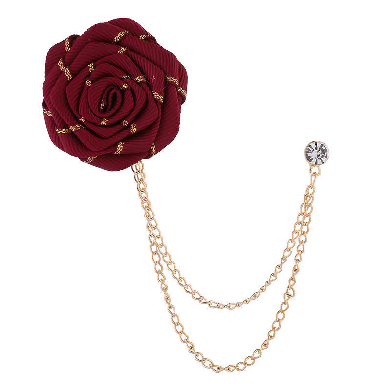 Men's Charming Floral Rose Chain Brooch - image 4