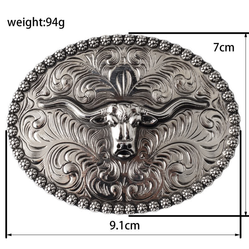 Men's Engarved Feather Bull Jeans Leather Belt - image 17