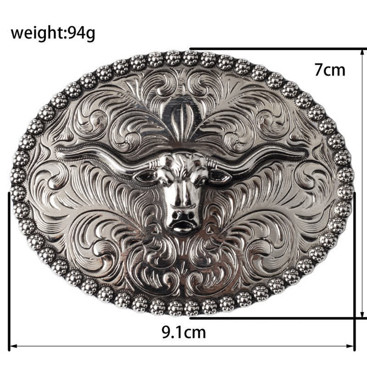 Men's Engarved Feather Bull Jeans Leather Belt - image 17