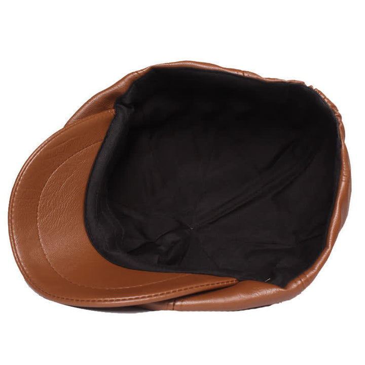 Minimalist Plain Colours Leather Beret Cap - image 4