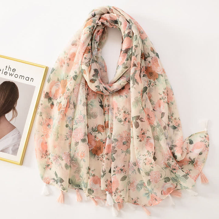 Women's Thin Lovely Butterfly Floral Tassel Scarf - Style #19 - image 24