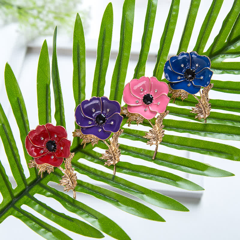 Women's Vintage Oil Painting Poppy Brooch - image 1