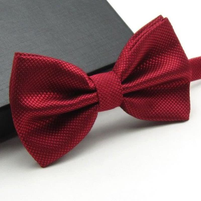 Men's Micro-checked Basic Color Bow Tie - Burgundy - image 2