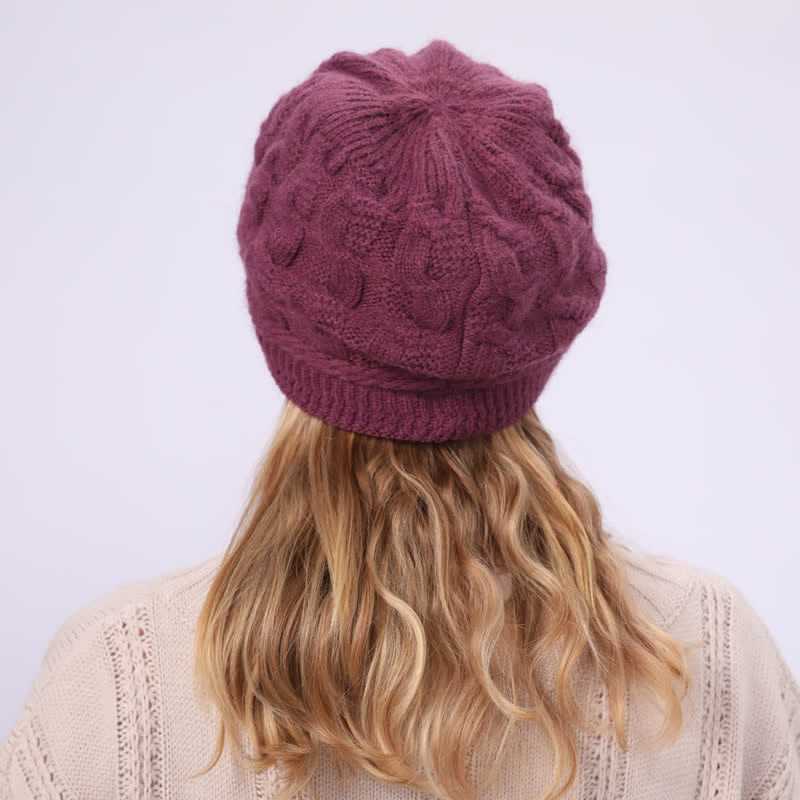 Women's Slouchy Fluffy Lining Visor Beanie Hat - image 20
