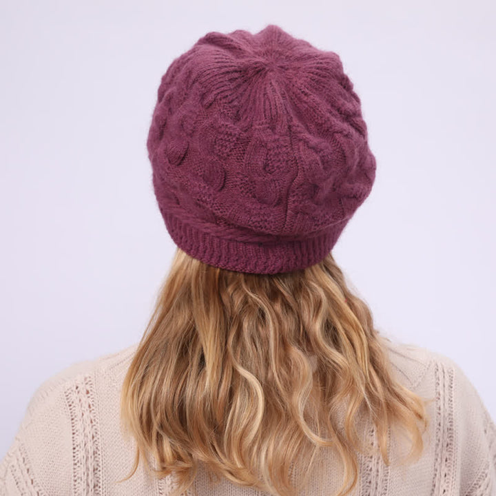 Women's Slouchy Fluffy Lining Visor Beanie Hat - image 20