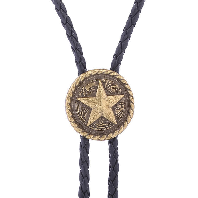 Five-Pointed Star Braided Leather Cord Bolo Tie - image 5