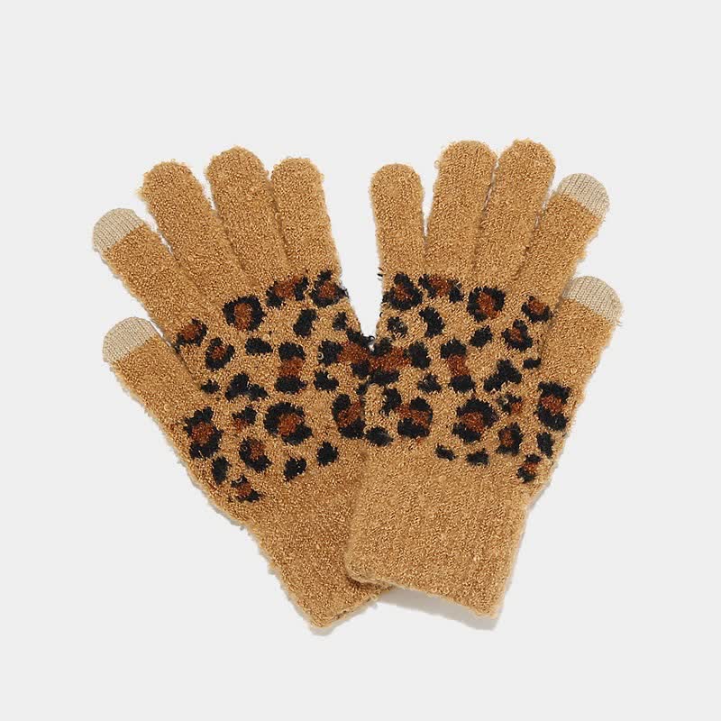 3Pcs Women's Leopard Print Hat Scarf Gloves Set - image 14
