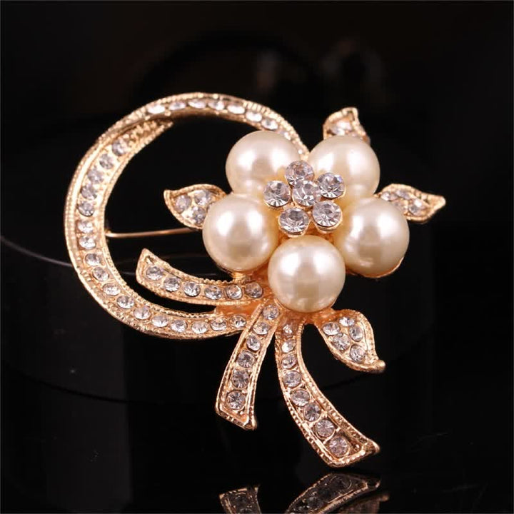 Women's Garland Pearl Rhinestones Brooch - image 3
