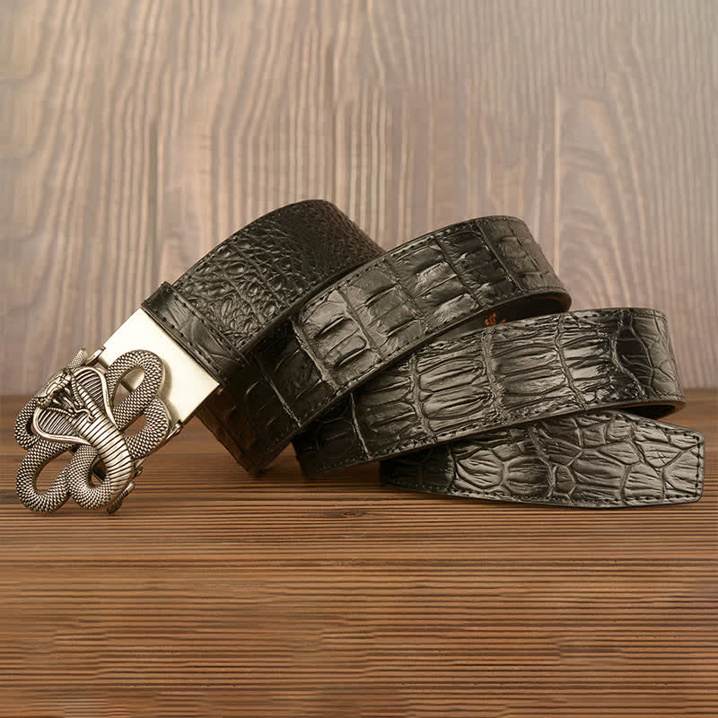 Men's Curled Cobra Alligator Pattern Leather Belt - image 22