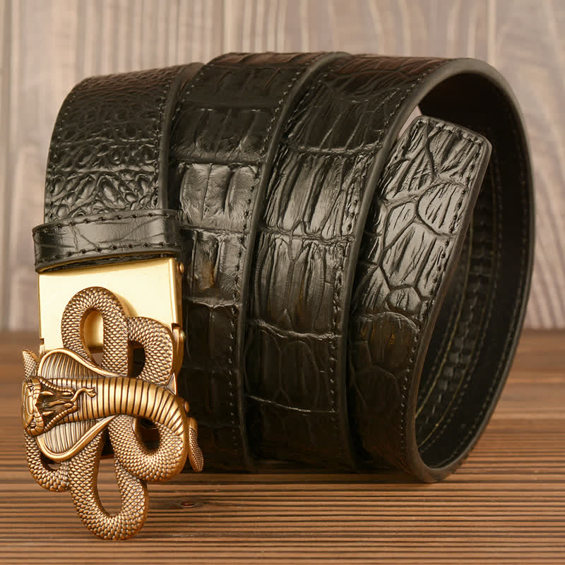 Men's Curled Cobra Alligator Pattern Leather Belt - image 4