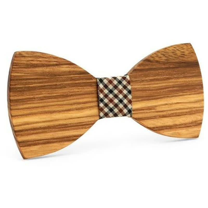 Men's Natural Wood Grain Wooden Bow Tie - image 2