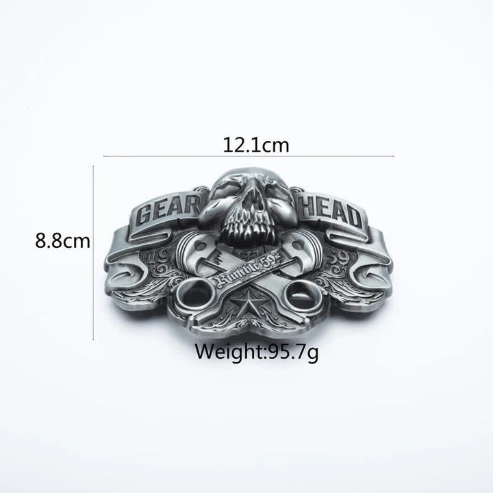 Men's Fancy Skull Gear Head Punk Leather Belt - image 5