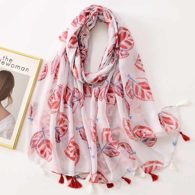 Women's Thin Lovely Butterfly Floral Tassel Scarf - Style #36 - image 41