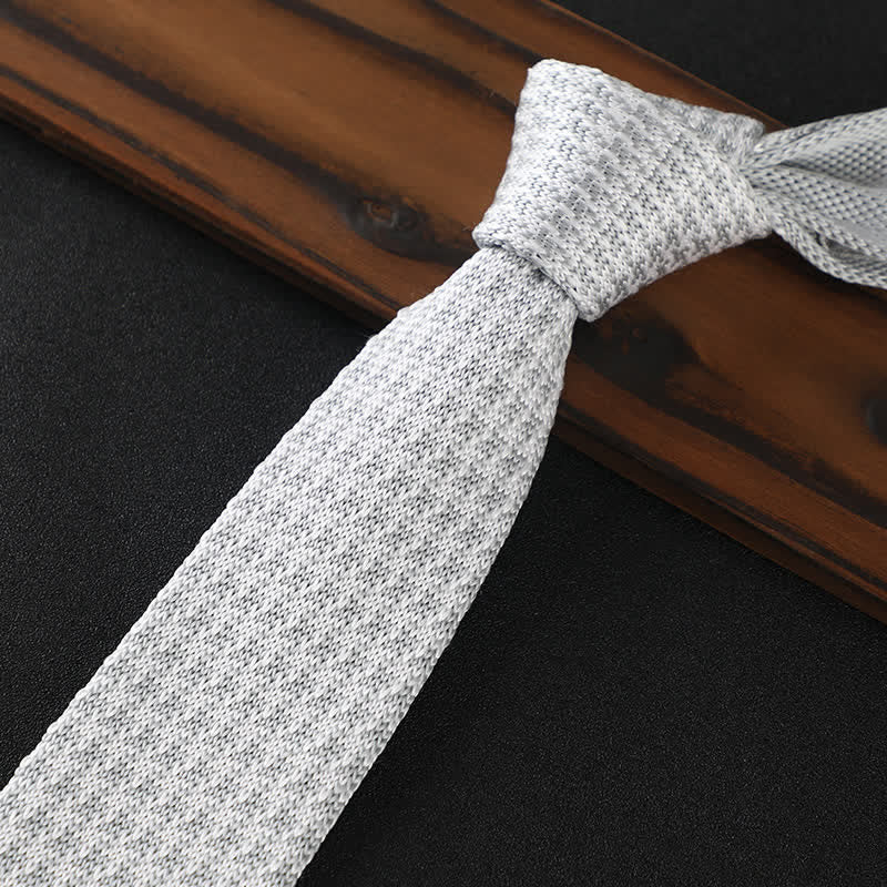 Men's Houndstooth Plaid Knitted Necktie - Gray - image 9