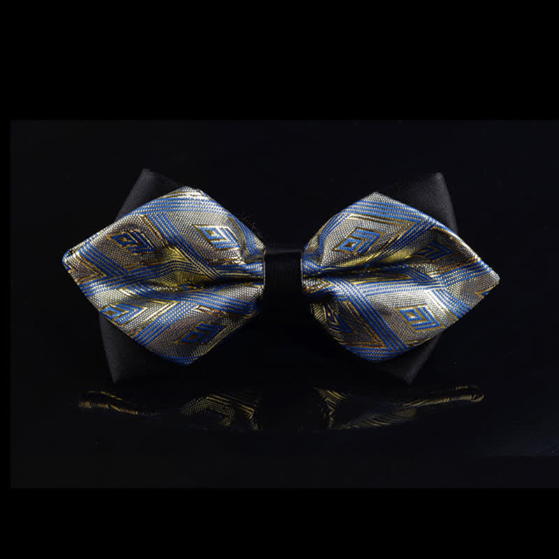 Men's Blue & Gold Avant-garde Pointy Bow Tie - Blue & Gold - image 0